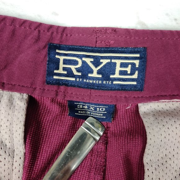 Rye by Hawker Rye mens straight leg flat front golf chino shorts red sz 34 x 10 - Picture 3 of 6